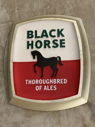 Vintage Black Horse Thoroughbred Of Ales Plastic Beer Advertising Sign 13” Tall