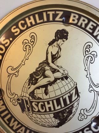 Vintage Jos.  Schlitz Brewing Co.  Woman Tin Tray Advertising 2