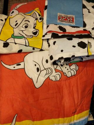 Vintage Disney 101 Dalmations Twin Comforter Sheet Set Plus Window Valance 90 