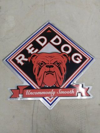 Vintage 1990s Red Dog Beer Metal Tin Tacker Advertising Sign 24x24 Usa