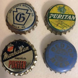Red Top,  Manhattan,  Puritian & Gretz Beer Bottle Caps