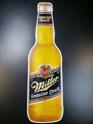 Miller Draft Beer Bottle Metal Beer Advertising Sign - 29.  75 "