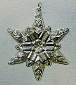 Vintage 1970 Gorham Sterling Silver Snowflake Christmas Ornament 19.  6g