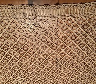 8 Vintage Hand Made Ecru Crochet Curtain Panels 72” High By 32” Wide Each