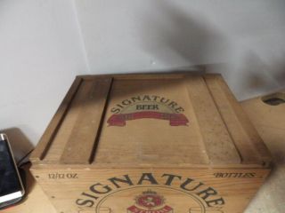 VTG STROH ' S SIGNATURE BEER VINTAGE 80 ' S WOODEN CRATE DISPLAY BOX W /SIGNATURE 2