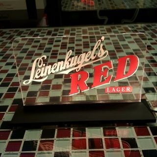 VTG 1993 Leinenkugel Red Lager Beer ILLUMINATED Back Bar LIGHT UP Table Sign 3