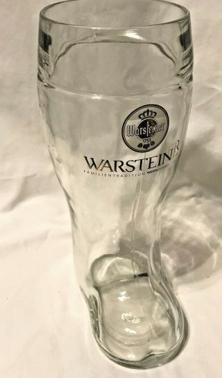 Warsteiner Das Boot 1 Liter Glass Mug 9.  5 " Solid German Beer Drinkware