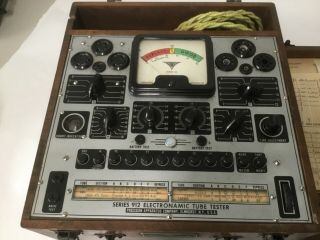 Vintage Precision 912 Tube Tester W/ Adapters And Papers Powered Up