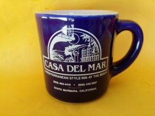 Vintage Casa Del Mar Hotel Santa Barbara Ca Blue Burden China Coffee Mug Motel