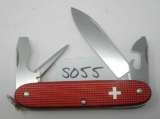 Retired Red Old Cross Victorinox Pioneer Alox Swiss Army Settler Knife C.  1960s