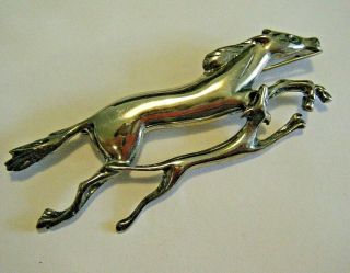 3 " Large Vintage Sterling Silver Pin Racing Horse And A Dog Usa