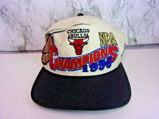 Vintage Logo Athletic 1996 Nba Champions Chicago Bulls Snapback Hat