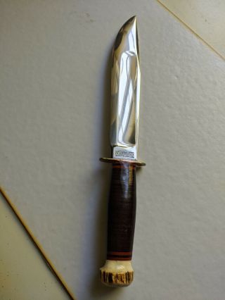 Marbles Ideal Hunting Knife 7 " Blade Leather Handle Stag Butt