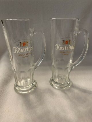 Vintage Large Collectible 7.  5” Tall Kostritzer Beer Mug Glasses With Handle - 2