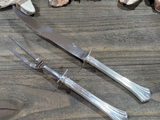 18th Century Sterling Silver By Reed & Barton 2 Piece Carving Knife And Fork Set