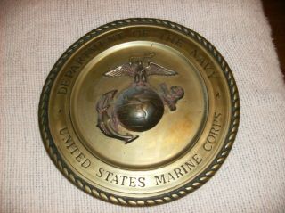 Vintage Brass Wall Plaque From Department Of Navy And Marine Corps
