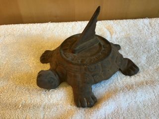 Wow Vintage Turtle Sundial Metal Garden Yard Art Good Patina Cast Iron Tortoise