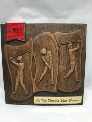 Michelob Beer Plack Sign Golf By The World’s Best Brewer Wood Bark Look