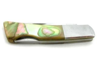 Gerber Silver Knight Pocket Knife Lockback Single Blade Abalone Handle Portland