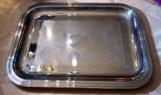 Vintage Signed Christofle France Silver Plate Rectangular Tray 10.  25 " X 8 "