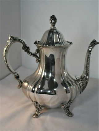 Vtg.  Epns Lancaster Rose By Poole 400 Silver Plated Footed Coffee Pot 11 " C.  1957