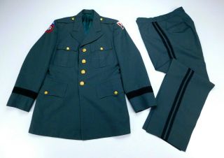 Vtg Us Army Airborne Generals Green Military Uniform Dress 39r Jacket 33r Pants