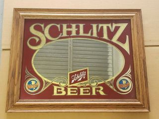 Vintage 1981 Schlitz Beer Mirror Bar Sign
