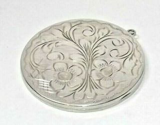 Vintage Solid Silver Sterling Compact Or Photograph Frame Floral Birmingham 1967