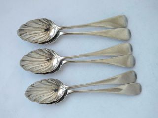 Set Of 6 Antique Victorian Shell Bowl Sterling Silver Coffee Spoons 1894/10.  7cm