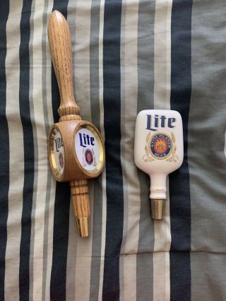 Miller Lite Beer Tap Handle Keg Pull Wood Wooden Vintage