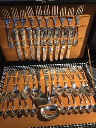 46 Piece Vintage Arthur Price Silver Plate? Cutlery Set In Wooden Canteen Box