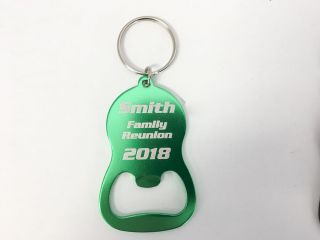 25pcs Custom Engraved Green Metal Bottle Flat Opener Keychain