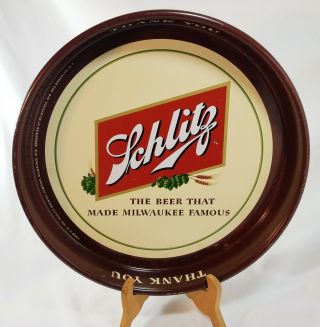 Vtg Schlitz Brewing Co " Beer That Made Milwaukee Famous " 13 " Serving Tray A15