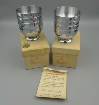 Vintage Art Deco Chrome Chase Cocktail Cups - Set Of Eight - In Boxes