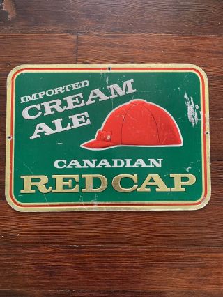 Canadian Red Cap Imported Cream Ale Carling Breweries Bar Sign Vintage 1970s