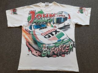 Vtg 90s Nhra John Force Funny Car Drag Racing All Over Print T Shirt Xxl Nascar