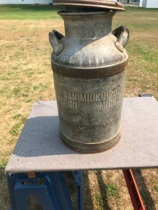 Vintage Steel Milk Can 10 Gallon With Lid