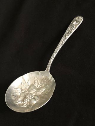 Vtg Sterling Silver 925 Spoon S Kirk & Son Inc Rose Repousse Fruit In Bowl