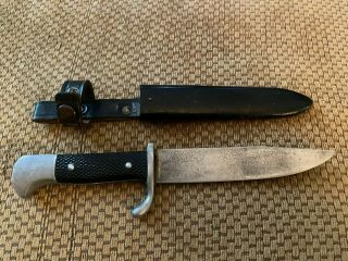 Unknown Old German Youth Knife And Scabbard (8,  1/4 " In Length)
