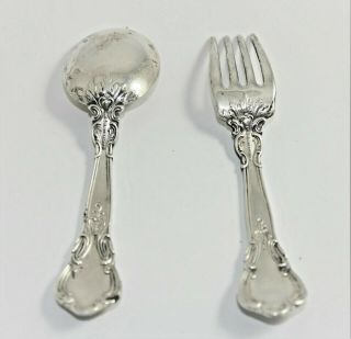 2 Piece Sterling Silver Gorham Chantilly Baby Set Fork Spoon Monogram 1848 - 65 2