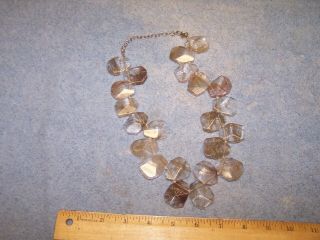Vintage Rock Crystal Necklace 22 " Long Sterling Chain & Clasp