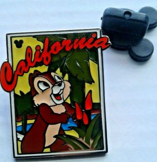 2008 Disney Chip And Dale Postcard Hidden Mickey Pin California 1 Of 6