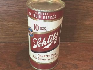 Schlitz - Empty 10 Oz Flat Top Can - Jos.  Schlitz Brewing,  Milwaukee Wis,  1958