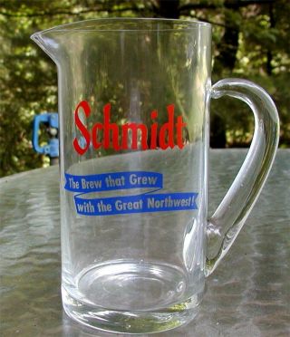 Vintage Hand Blown Schmidt Beer Pitcher The Brew From The Great Northwest