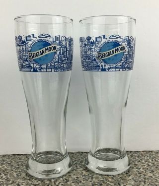 Blue Moon Beer Two Glasses 20 Ounce City 