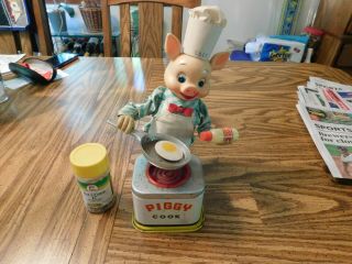 Vintage Piggy Cook Battery Operated Toy /not Vg Overall
