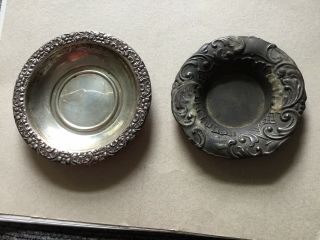 Two Vintage Sterling Silver Small Dishes 3” & 3.  5”