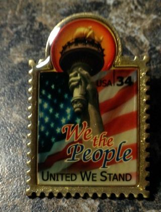 Usps We The People United We Stand Flag/statue Of Liberty.  34 Pin
