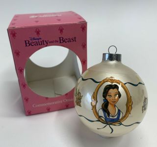 Vintage Disney Beauty & The Beast Schmid Glass Blown Ball Christmas Ornament