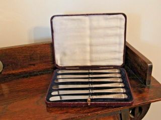 Antique Boxed Set Of 6 Silver Handled Tea/butter Knives Sheff 1925 John Biggin